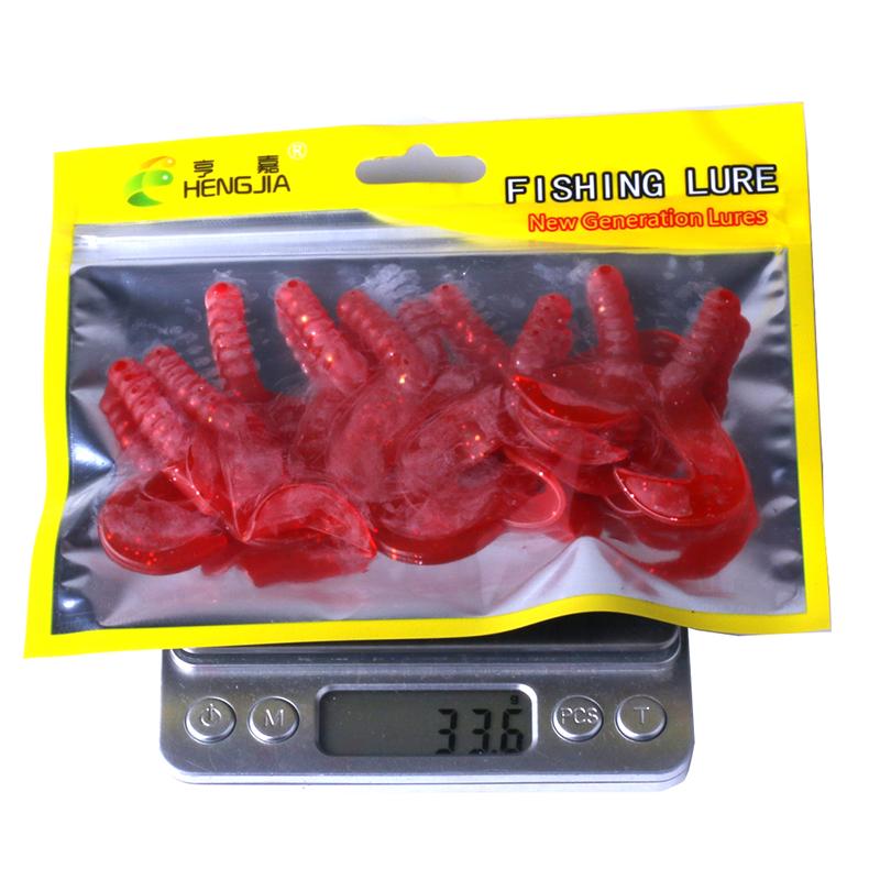 HENGJIA 10pcs Mini Tails Grubs Bait Soft Worm Lures for Pike Trout Bass Wobbler Tackle