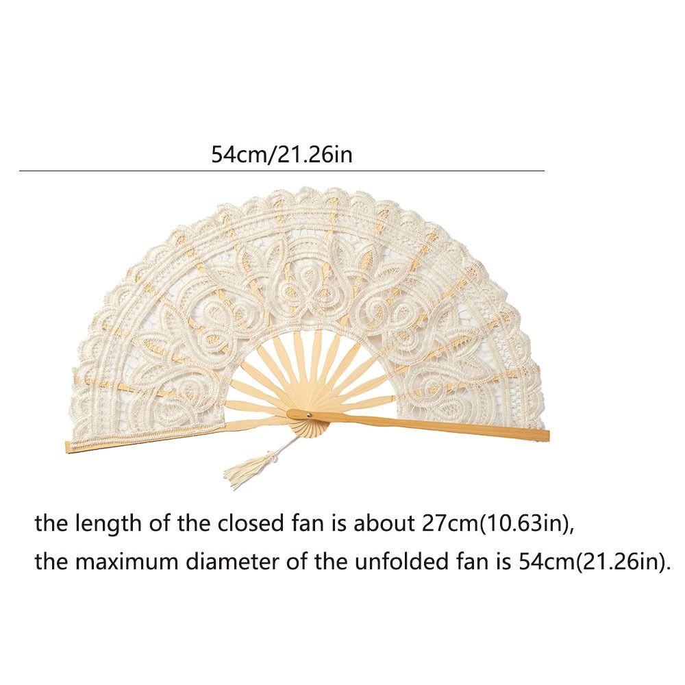Hollow Ribs Vintage Lace Hand Fan Tassel Pendant Dance Handheld  Fan  Party Accessories