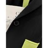 Fashionable Black Contrast Joint Suit Jacket, Casual and Trendy for Spring and Autumn, French-Styled Women's Blazer