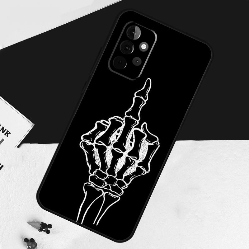 Кейс-чехол с костяным черепом и средним пальцем для Samsung Galaxy A54 A34 A14 A52S A12 A22 A32 A52 A50 A51 A71 A13 A53 A33