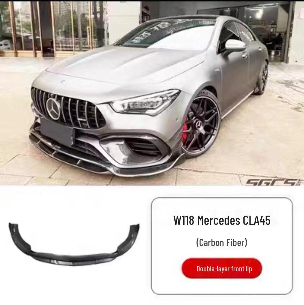 Комплект обвеса из углеродного волокна для Mercedes-Benz W118 CLA220/CLA45: Передний сплиттер, Пороги, Задний диффузор, Спойлер.