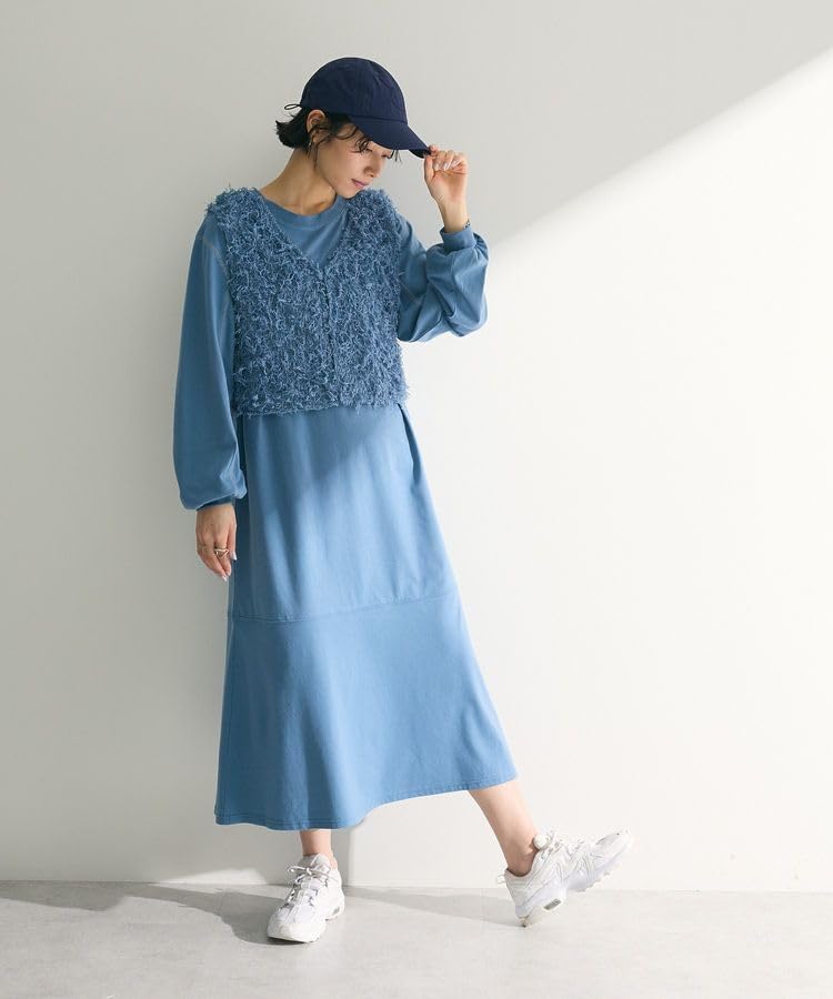 Повседневный комплект из 2 предметов: жилет, сшитое платье для светло-голубого [Green Parks] + Женщины, подобранные по цвету,