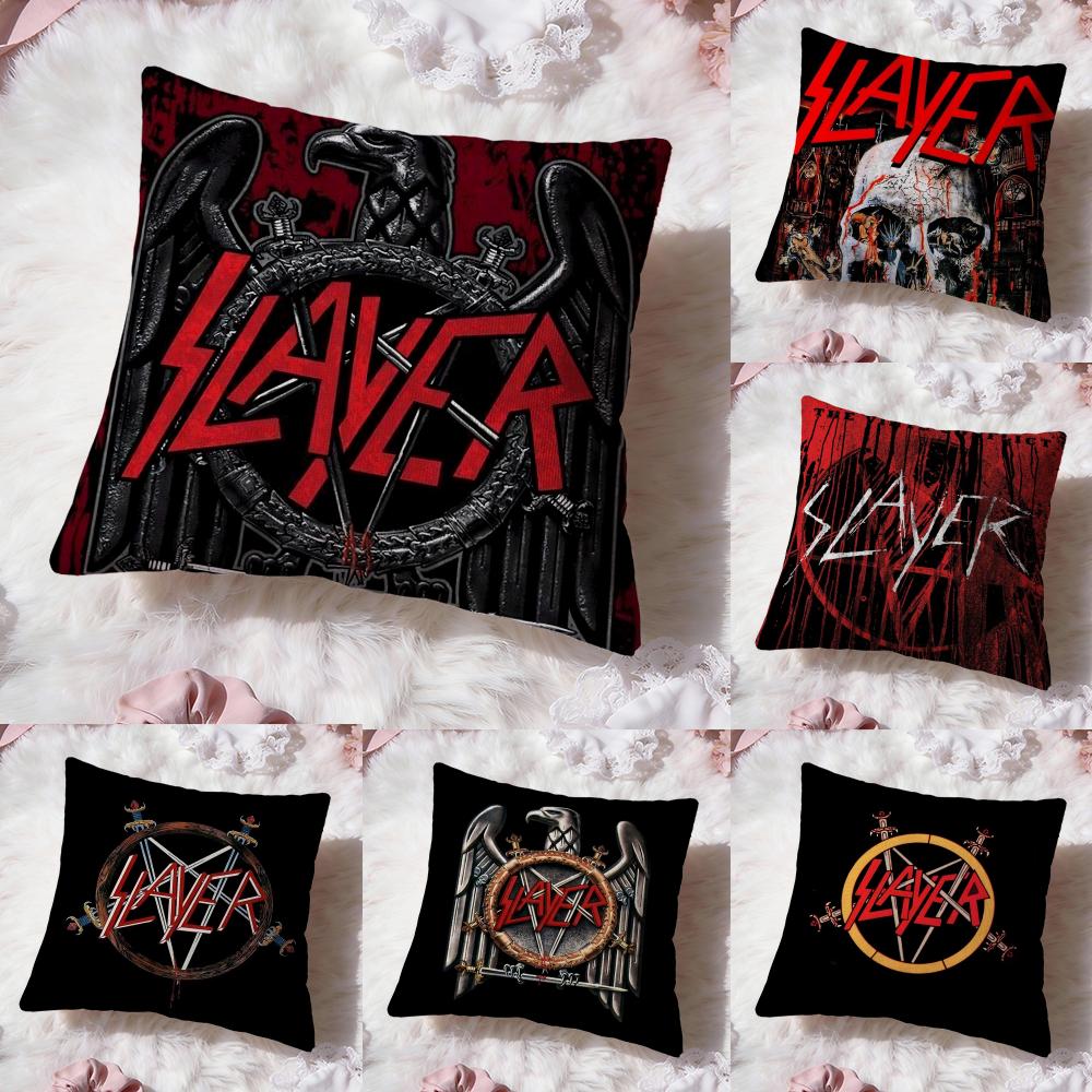 Подушка с чехлом для группы Heavy Metal S-Slayer Премиум-комфорт Двусторонний чехол для подушки - Дизайн «Два в одном» для любой комнаты и салона автомобиля
