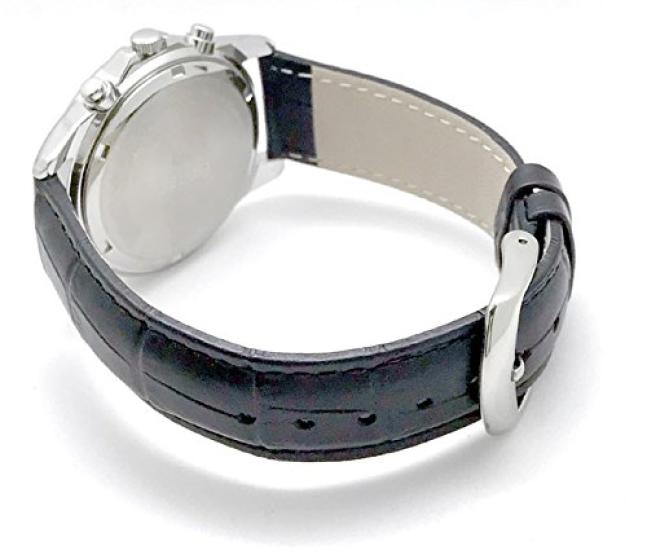 SEIKO Chronograph Watch with Genuine Leather Domestic Seiko Authorized Military Chrono Strap, Distributor, Black, SND375P-BK