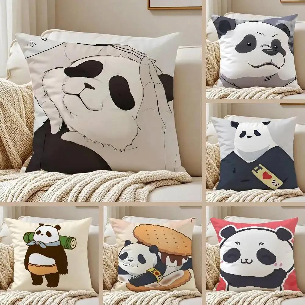 Panda Pillow Cover Polyester Printed Cute Cartoon Cushion Case Sofa Home Decor xcm Bedroom Living Room Throw Pillowcase Gift