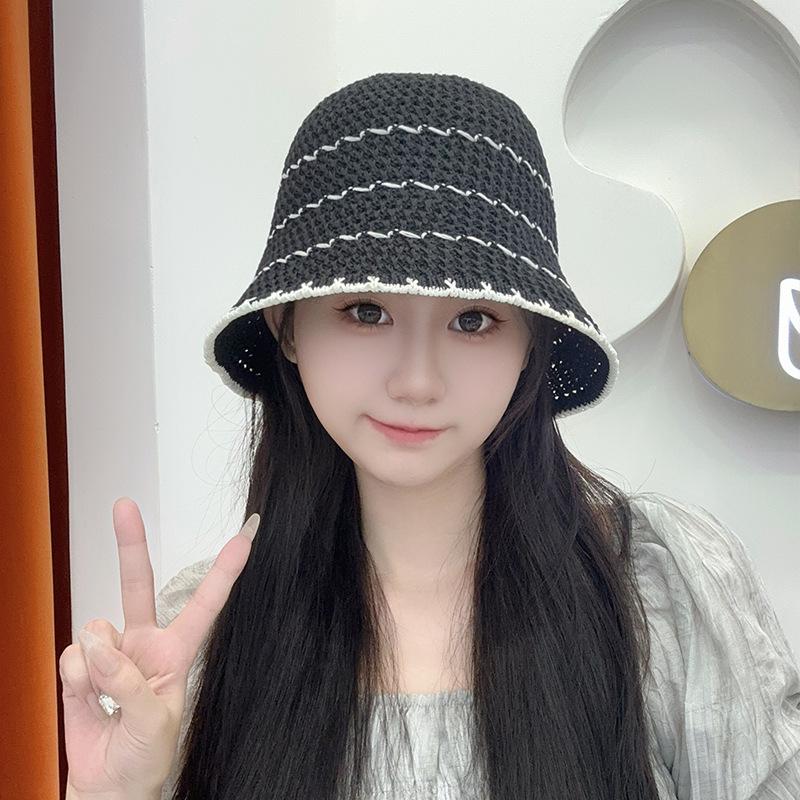 Сочетающийся по цвету полосатый однотонный и универсальный панама летняя полая дышащая шляпа от солнца купол показывающий лицо маленькая соломенная панама