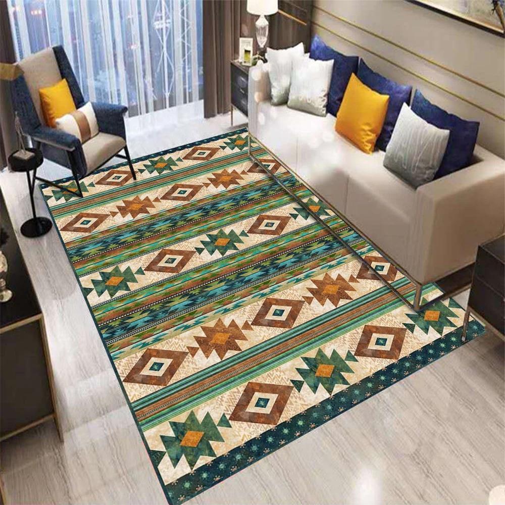 Bohemian Pattern Decorative Carpet Tribal Style Moroccan Luxury Persian Art Multi-style Rug Geometric Loop-pile Rug