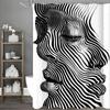 Modern Simple Abstract Portrait Shower Curtain, Bathroom Decorative Shower Curtain, Waterproof Shower Curtain with Hooks