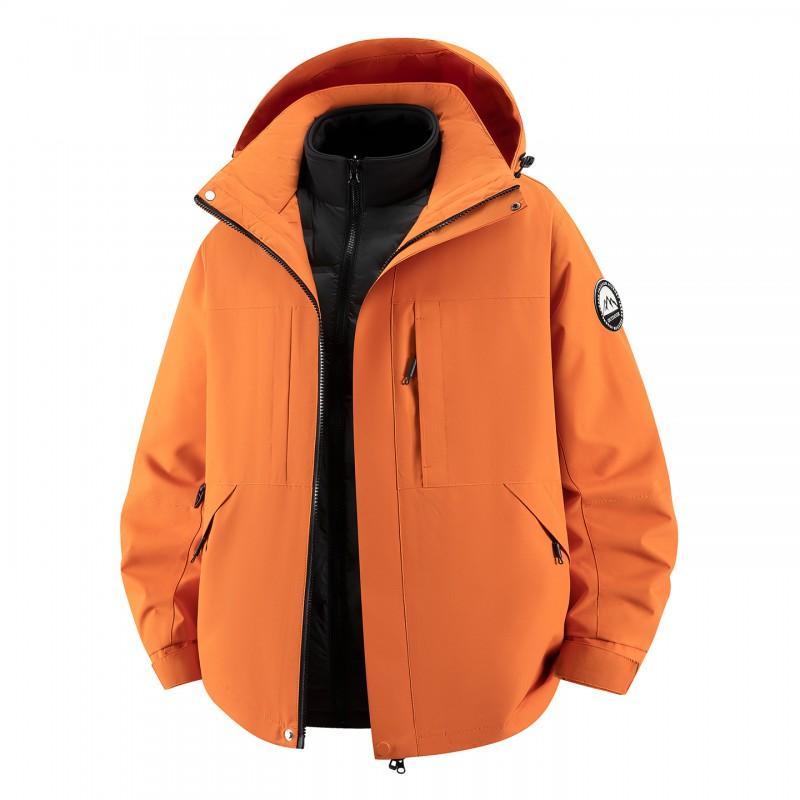 Men Women 3-in-1 Outdoor Waterproof Windproof Jacket With Detachable Down Inner Layer Hiking Camping Winter