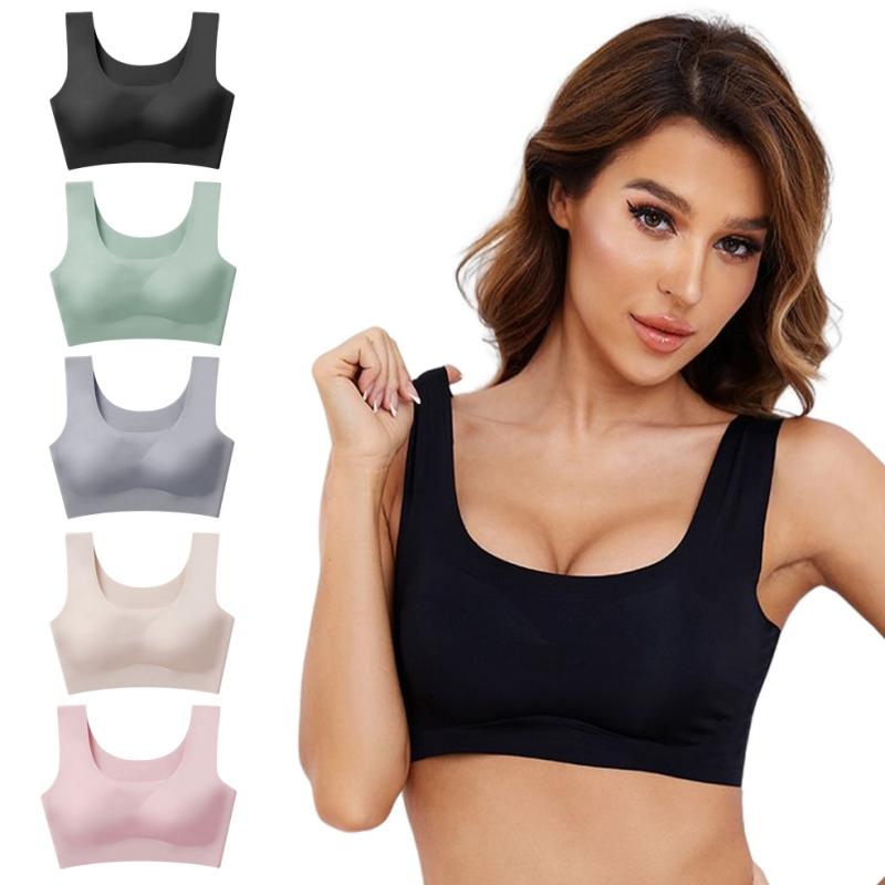 One-Piece Seamless Gathering Padded Bra For Women Solid U Neck Soft Smooth Full Cup Underwear Thin Casual Sleeping Bra