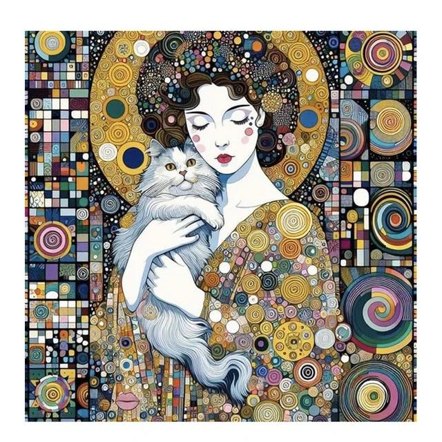 DIY 5D алмазная живопись Густав Климт поцелуй полная дрель Алмазная вышивка женщина и кошка Леопард Алмазная мозаика наборы для вышивки крестом