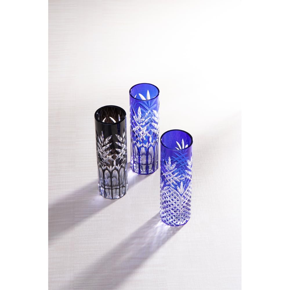 NARUMI Glassworks Deone Single Flower Stylish and Gift Box Vase, Vase, 17.5cm, Black, Cool, Included, GW6073-524BK