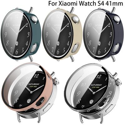 Защитный чехол для Xiaomi Watch S4 41 мм, защитная пленка для экрана Mi Watch S4 41 мм, чехол 2 в 1 из поликарбоната + защитная пленка из закаленного стекла.