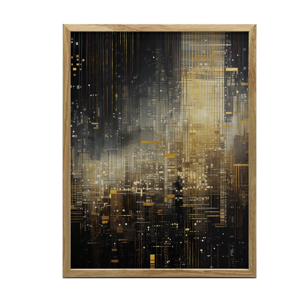 City Lights, Poster In Black And Gold City Lights, Poster In Black And Gold, 30X40 Cm, Unframed, Matte Paper 230 Gsm