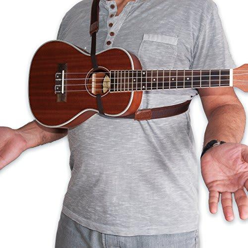 RightOn! STRAPS Ukulele Strap, 2.5cm Wide, 103-136cm Long, UKE Dual Hook, Brown