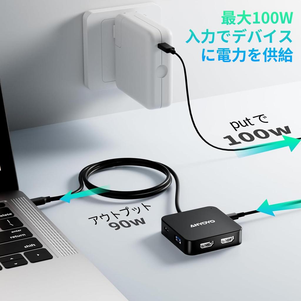ANYOYO USB Hub with and 2 HDMI 4K 60Hz Docking Station with 2 HDMI 2 USB A Ports 1 USB C 5Gbps Data SD TF Card Compatible with MacBook and Other