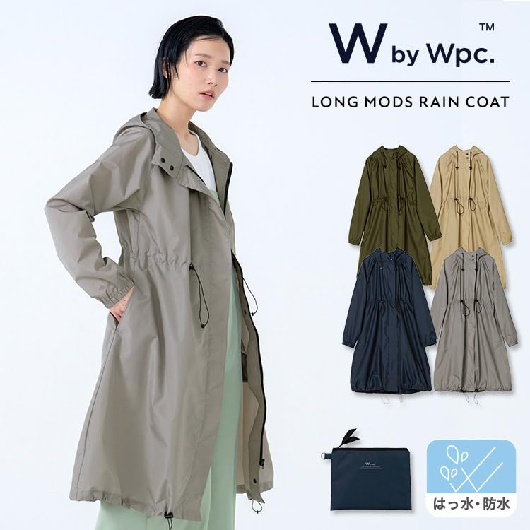 Raincoat Olive Green Casual Design for Everyday Use Water Repellent Stays Dry Storage Pouch Included Stylish Cute Women [World Party] [Long Mods]