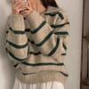 Autumn and Winter Foreign-style Retro Color Collision Striped Sweater Female Design Sense Long-sleeved Knitwear Tops Comfortable and Versatile