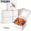 30 шт. Белые коробки для выпечки, мини-коробки для тортов, коробки для печенья с окном, маленькие коробки для угощений, печенья, пирожных, пончиков в комплекте