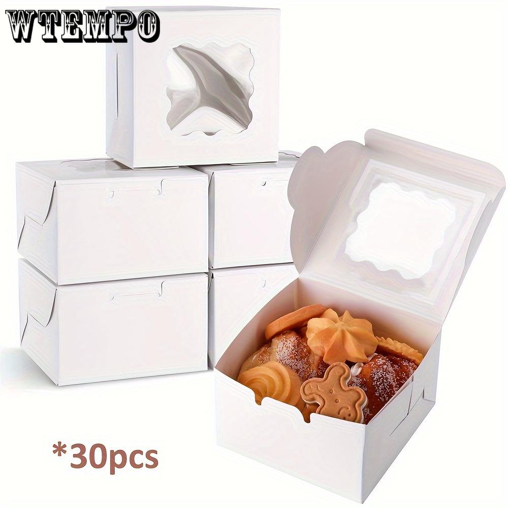 30 шт. Белые коробки для выпечки, мини-коробки для тортов, коробки для печенья с окном, маленькие коробки для угощений, печенья, пирожных, пончиков в комплекте
