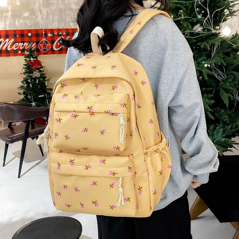 Женский рюкзак с принтом в горошек, кампус, маленький цветочный студенческий школьный рюкзак, легкий дорожный рюкзак