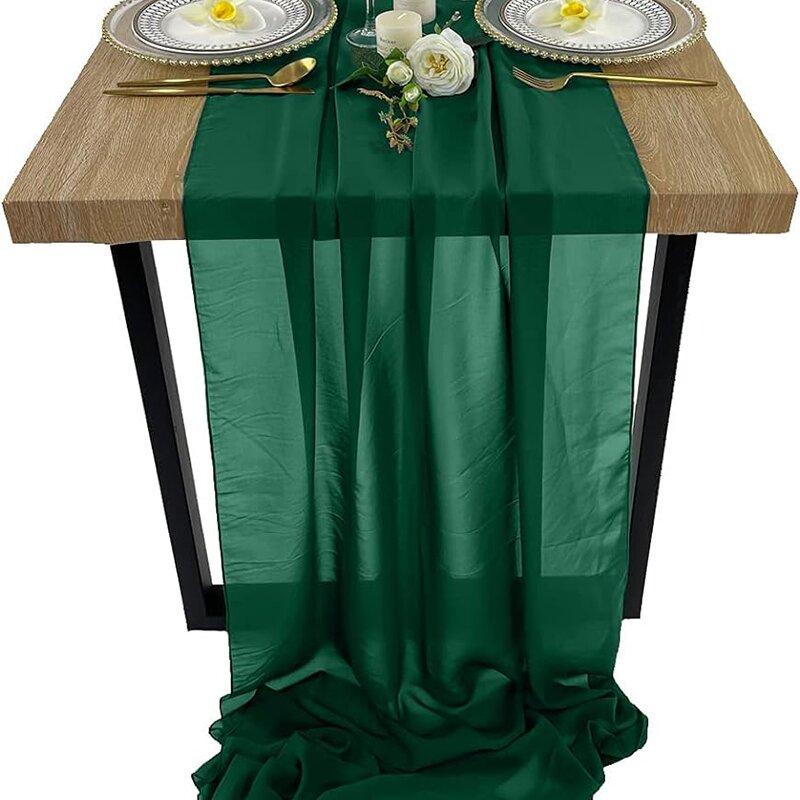 Белая шифоновая дорожка для стола Свадебные украшения для вечеринки по случаю рождения ребенка День рождения Рождество День благодарения Хэллоуин Мероприятия Товары