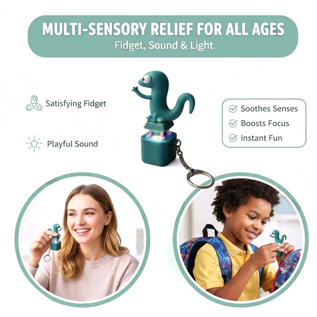 1-3PCS Funny Lizard Sounds And Flash Effects Rechargeable Portable Stress Relief Toy Lizard Button Keychain Decompression Toys