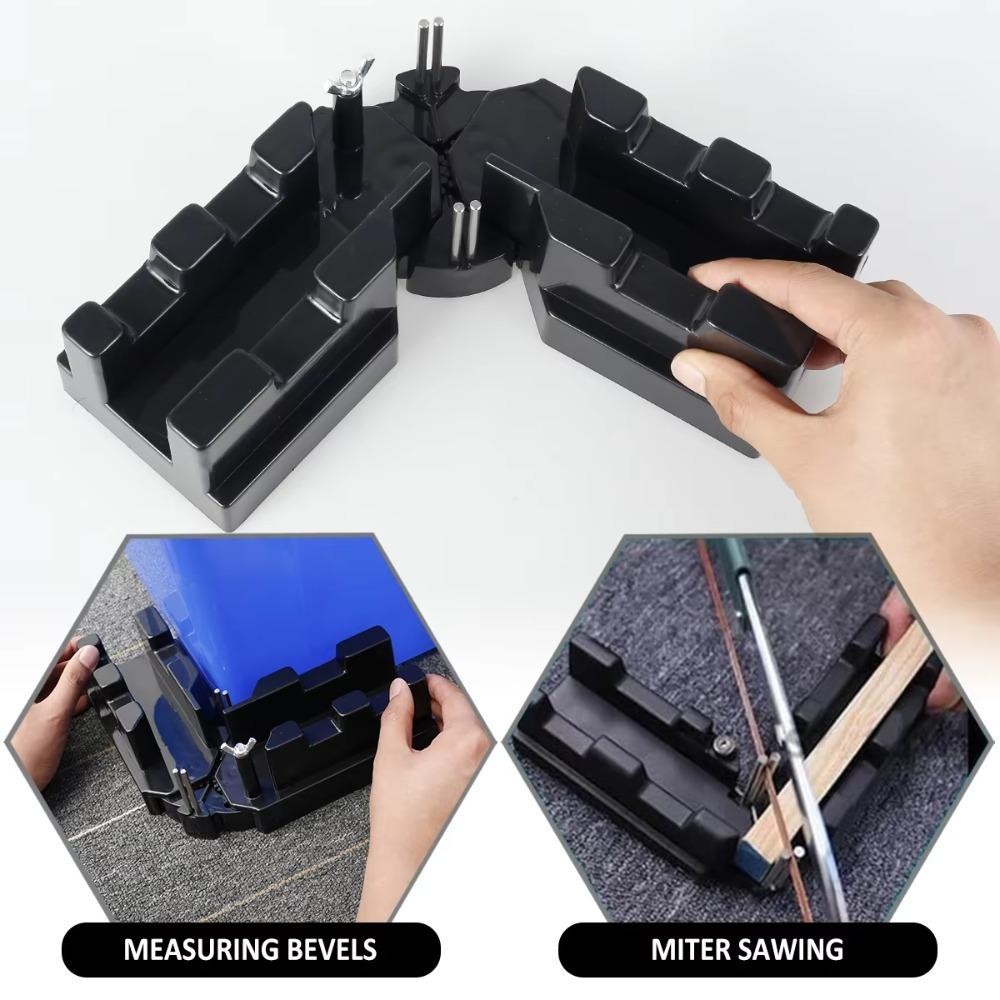 2-in-1 Angle Measuring and Cutting Tool Black Bevel Gauge and Mitre Box for Baseboards