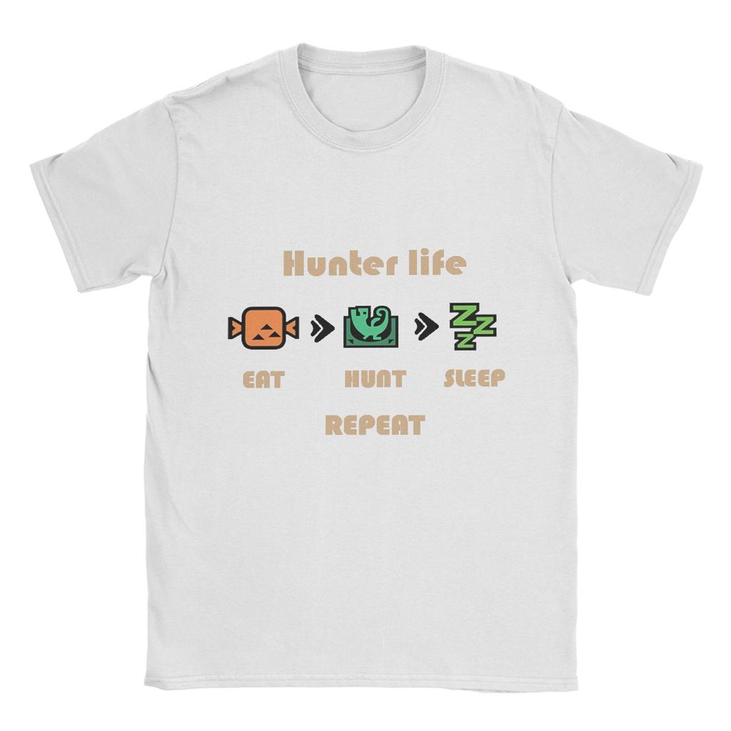 Мужская футболка Monster Hunter Жизнь охотника Хлопковая одежда Повседневная футболка с коротким рукавом и круглым вырезом Идея для подарка Футболка