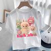 Labubu White T-shirt Children's Cute Cartoon T-shirt Top Anime Round Neck Short-sleeved Clothes Fashion Children's Summer Clothing