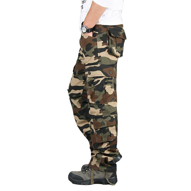 Men's Autumn Cotton Multi-Pocket Work Trousers Loose Plus Size Sweatpants Casual Wear Cotton Cargo Pants Men's Trousers