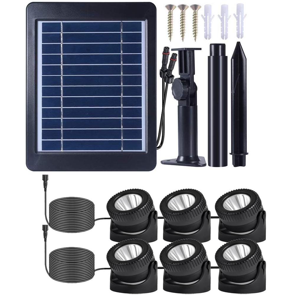 Набор из 6 солнечных прудовых светильников RGB LED Погружные фонтанные светильники IP68 Водонепроницаемые Цветные подводные ландшафтные прожекторы