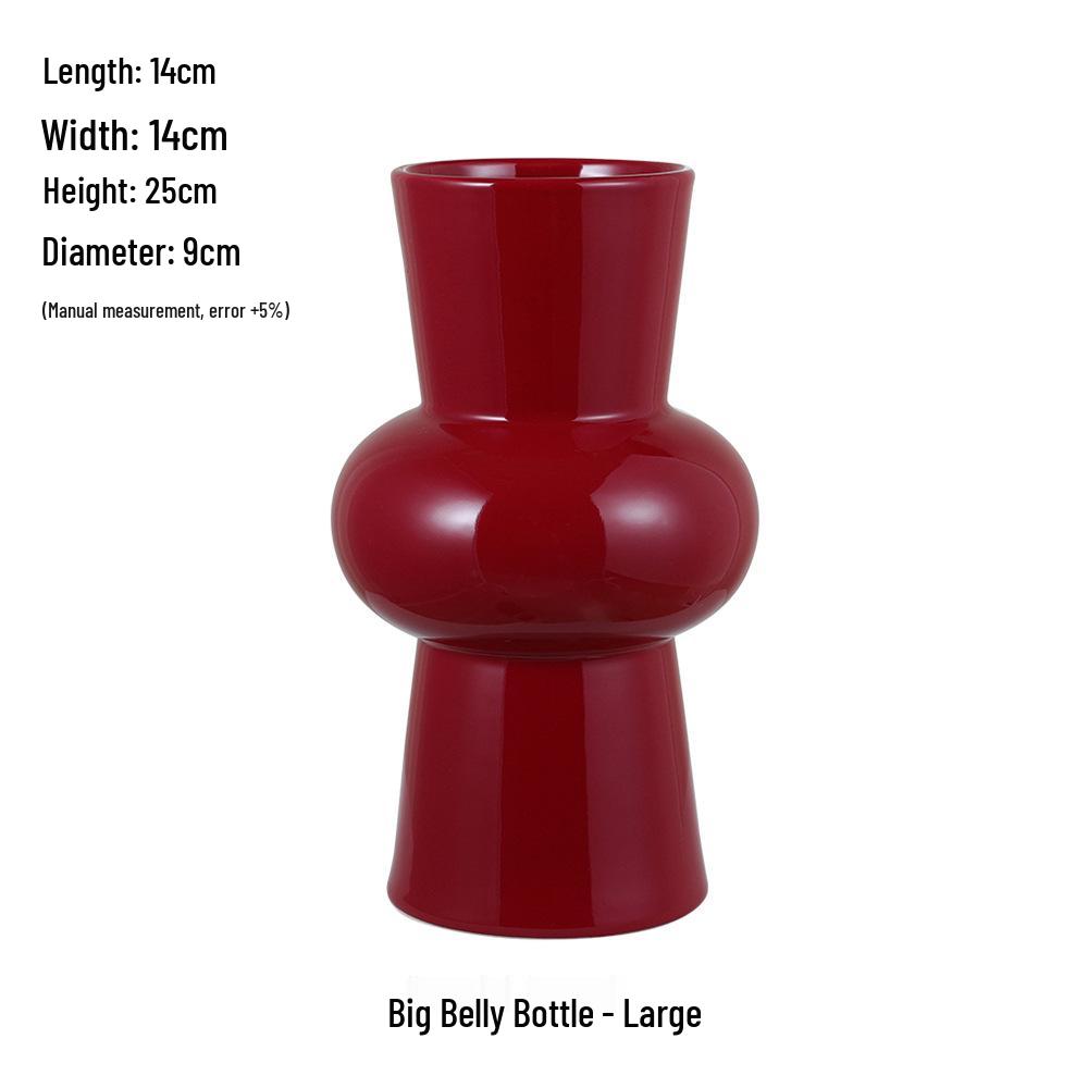 Китайская красная керамическая ваза середины века - Новогоднее специальное украшение для гостиной или свадебные композиции из шелковых цветов