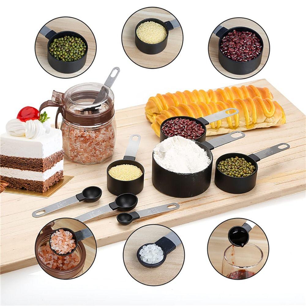 8 шт./набор с пластиковой головкой мерные чашки ручка из нержавеющей стали мерные ложки кухня