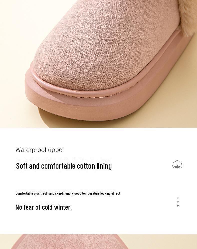 Женские зимние высокие нескользящие хлопковые ботинки на толстой подошве с плюшевой подкладкой
