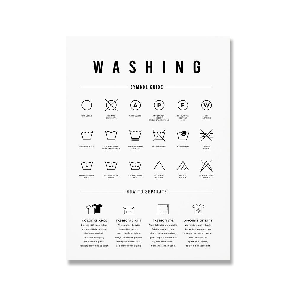 Стиральная, сушильная комната, Настенный декор, символы прачечной, руководство, художественная живопись на холсте, принты и постеры, настенная картина для прачечной, украшение