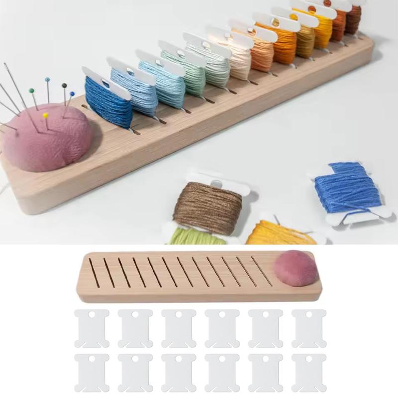 Органайзер для ниток мулине, держатель для стежков, шнурки, ленты, деревянная стойка для бобин, держатель для хранения мулине для вышивки крестом с карточками