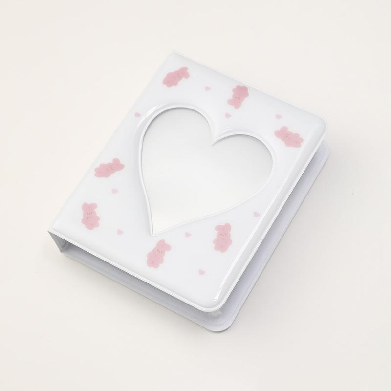 36 Cards Kpop Card Binder Name Card Book Photocard Holder Cute Bear Photo Album 3 Inch Love Heart Hollow Picture Storage Case KTY