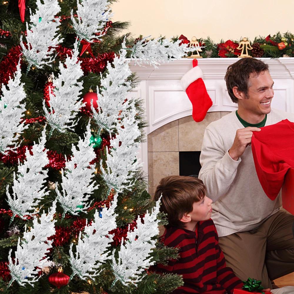 Christmas Pine Branches Artificial Pine Needles Faux Greenery Stems Xmas Garland Ornaments Holiday Xmas Winter DIY Home Decors