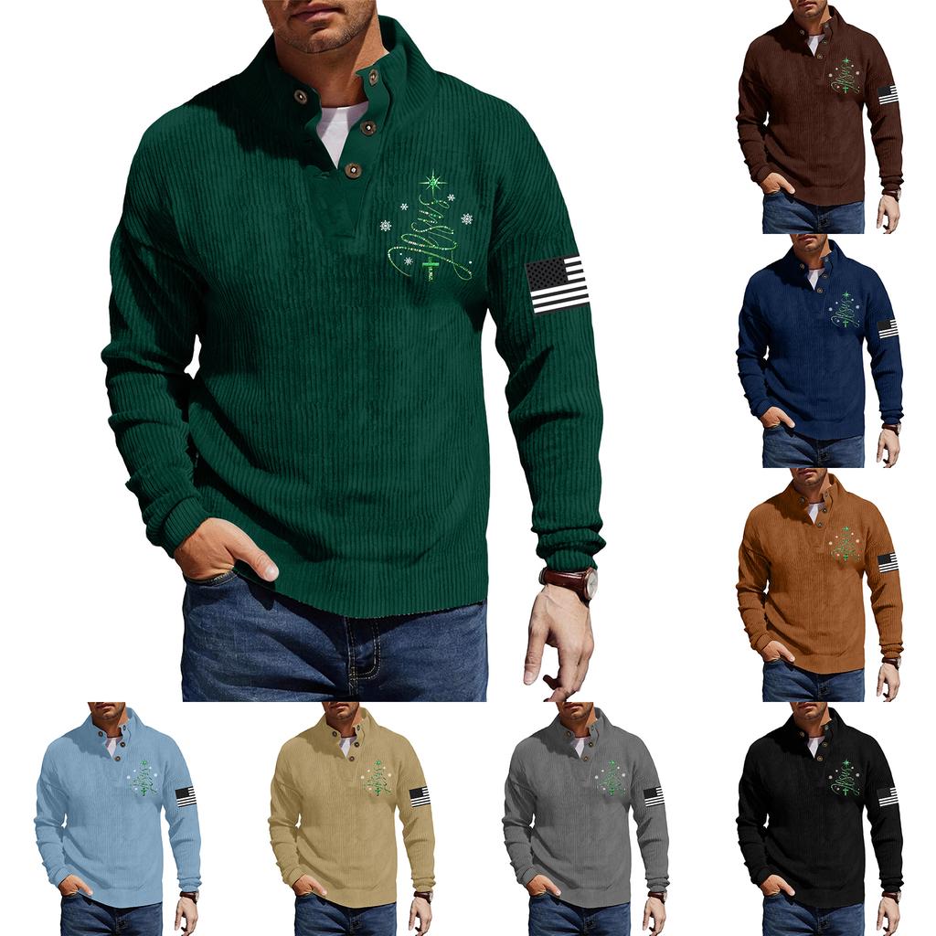 Мужская вельветовая рубашка на пуговицах с рождественским принтом