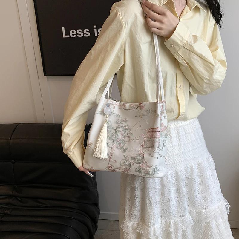 Женская сумка через плечо в китайском стиле из шелка и жаккарда, простая мода, высокое качество