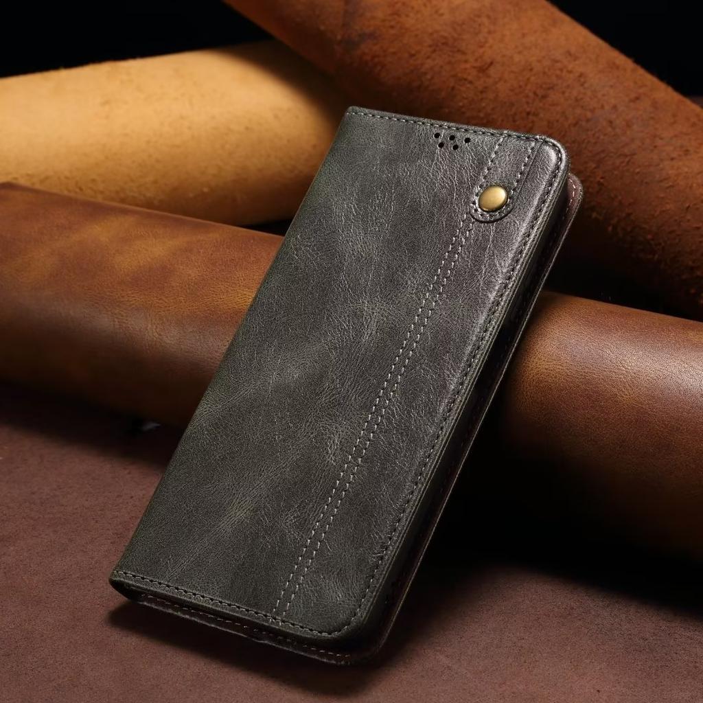 Luxury Retro Slim Leather Phone Wallet Case Stand For iPhone Xiaomi Redmi Huawei Samsung Google OnePlus Magnetic Card Flip Book Cover Bag
