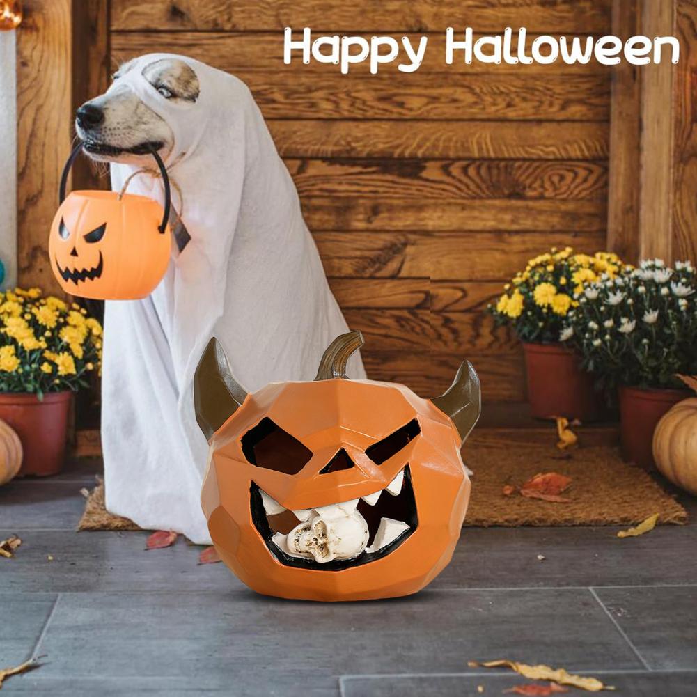 Halloween Centerpiece Decoration Farmhouse Halloween Decor Spooky Halloween Pumpkin Statue for Indoor Dining