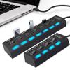 4/7 Ports USB HUB with On/Off Switch LED Light USB 2.0 Hub High Speed Adapter Portable USB Splitter For Computer Laptop Accessories