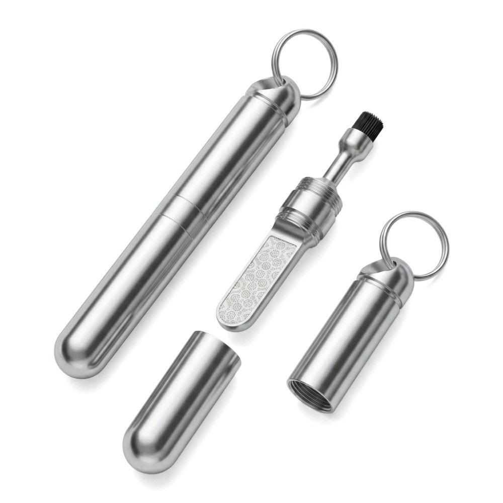 Fine Bristle Brush 2 in 1 Keychain Zinc Alloy Headphone Cleaning Tool Mobile Phone Earbuds