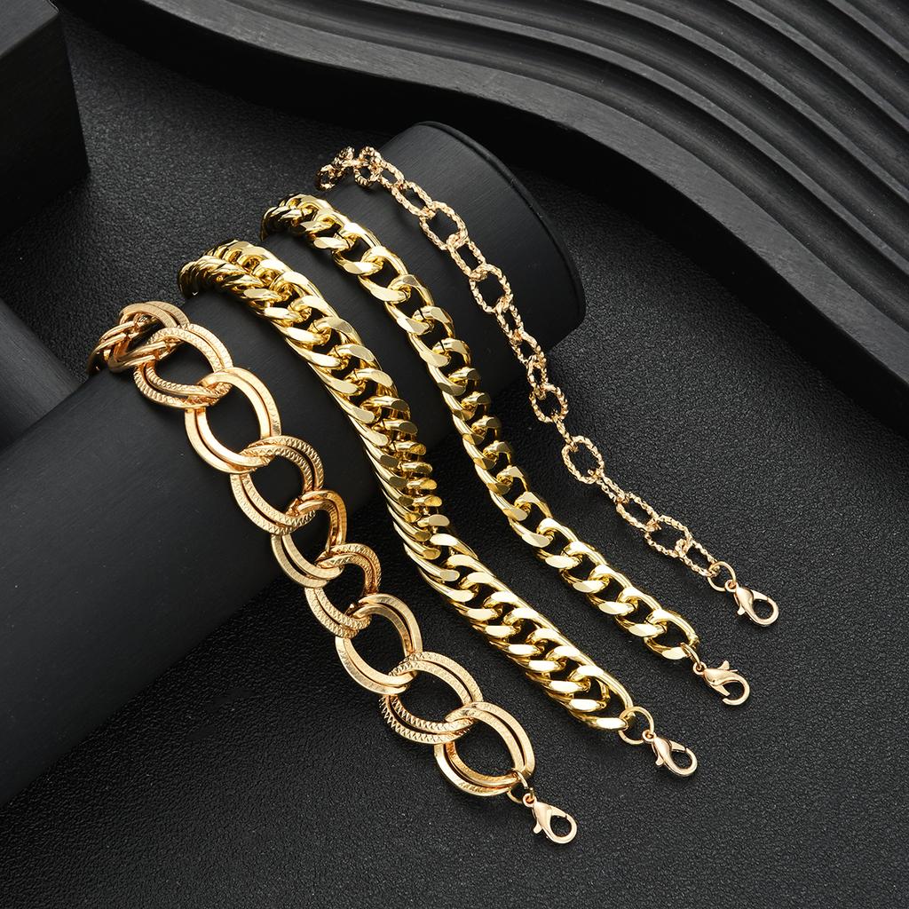 iF ME Набор из 4 модных преувеличенных металлических браслетов-цепочек, ювелирные изделия для женщин, трендовый блестящий повседневный аксессуар для вечеринок, декоративная идея для подарка