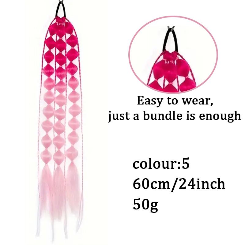 Horsetail Wig Gradual Color Lantern Bubble Fried Dough Twists Braid Horsetail Female Synthetic Wig Suitable for Party