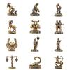 Vintage Brass 12 Constellation Figurines Rustic Style Fine Craft Ornament for Home Study Desk Decor Astrology Fans Gift