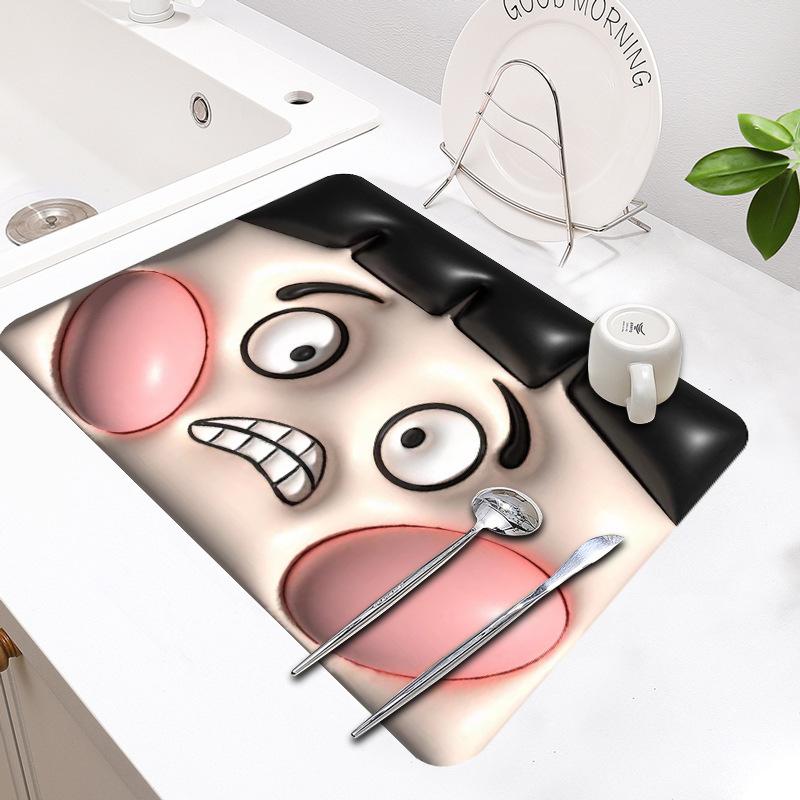 3d Stereoscopic Drain Pad Rubber Dish Drying Mat Super Absorbent Drainer Mats Tableware Bottle Rugs Kitchen Dinnerware Placemat