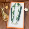Silk Scarf Women's Spring, Autumn and Summer New Fashion Neck Protection Decoration Long Necklace Type Magnetic Buckle Scarf Small Scarf